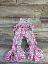 Mudpie Bamboo Ruffle Tank Jumpsuit Pink sz 6-9m