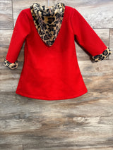 Shein Leopard Print Trim Hooded Pea Coat Red sz 4T