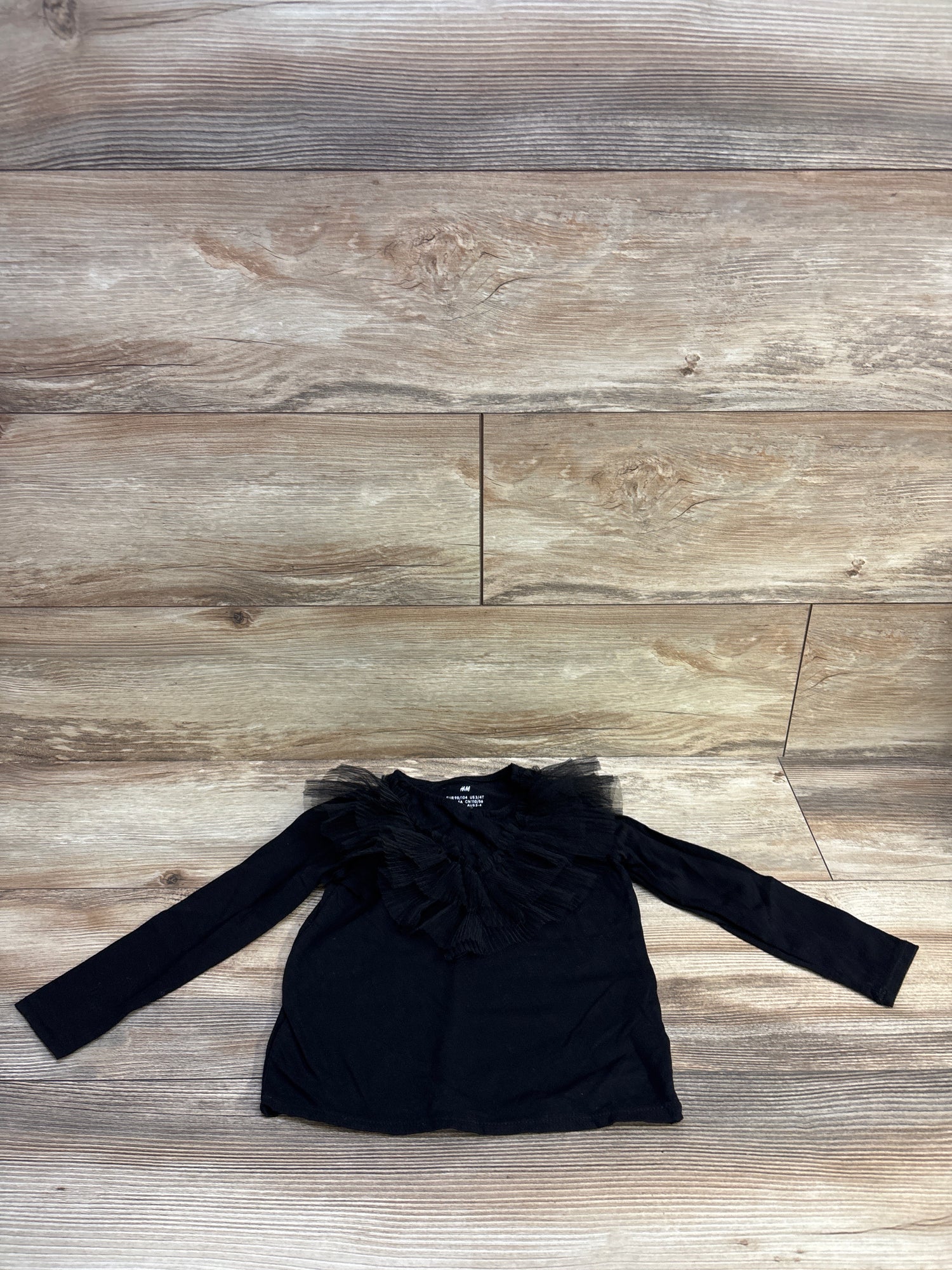 H&M Long Sleeve Frill Shirt Black sz 3/4T
