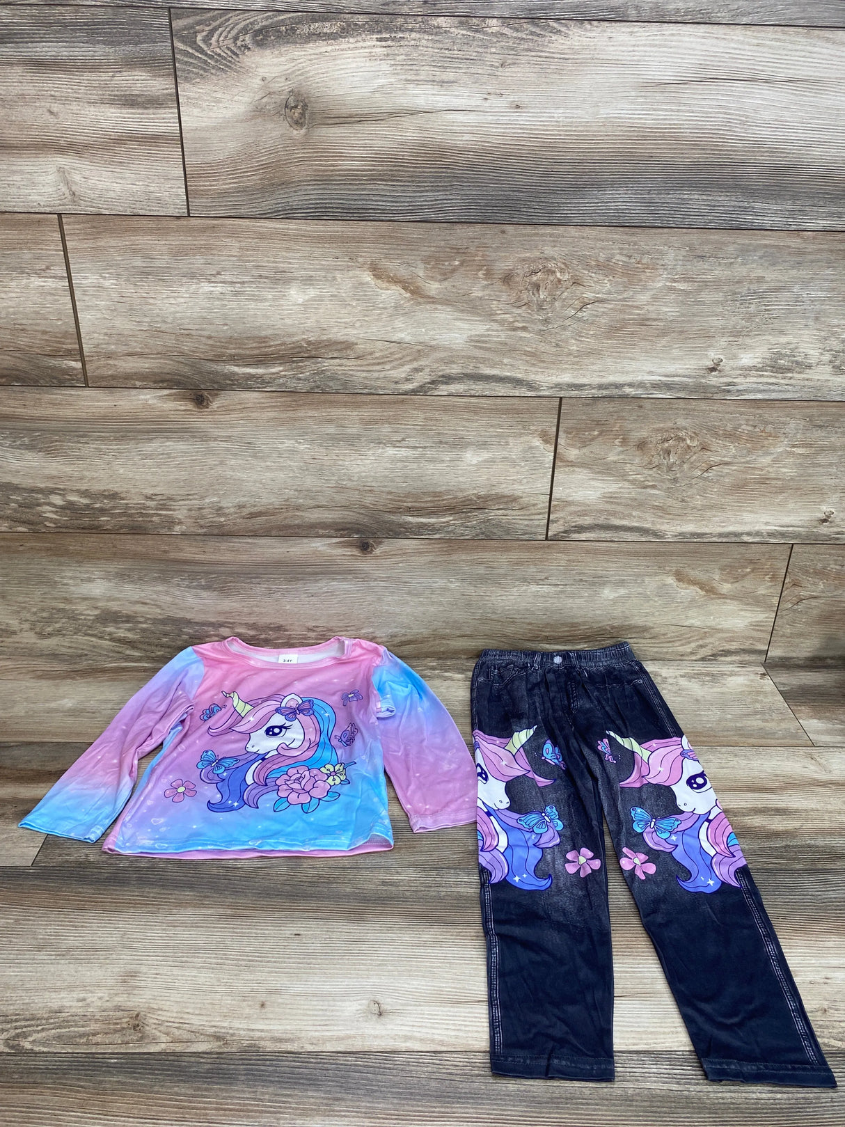 2pc Unicorn Shirt & Pants Pink sz 3-4T