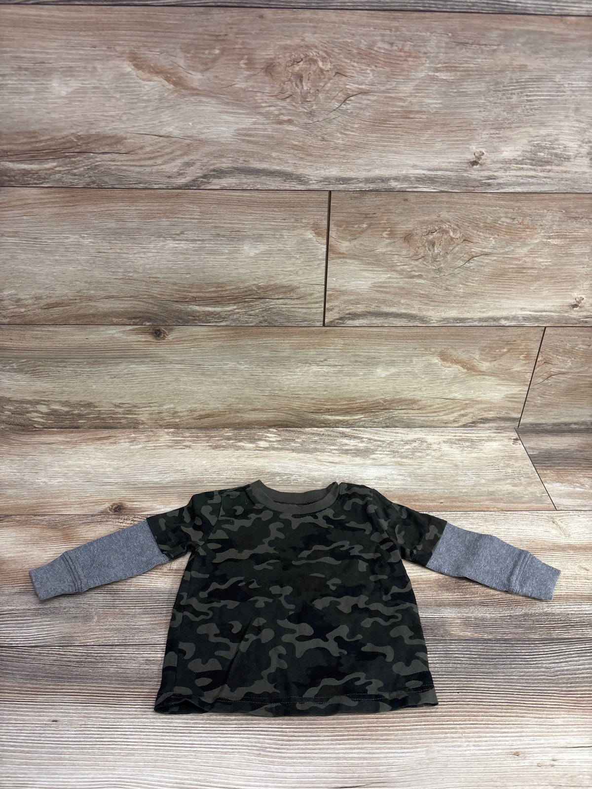 Jumping Beans Layered Sleeve Shirt Camo Green sz 12m