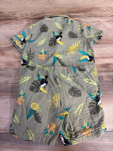 Okie Dokie 2pc Button Up Shirt & Shorts Green sz 5T - Me n Mommy To Be
