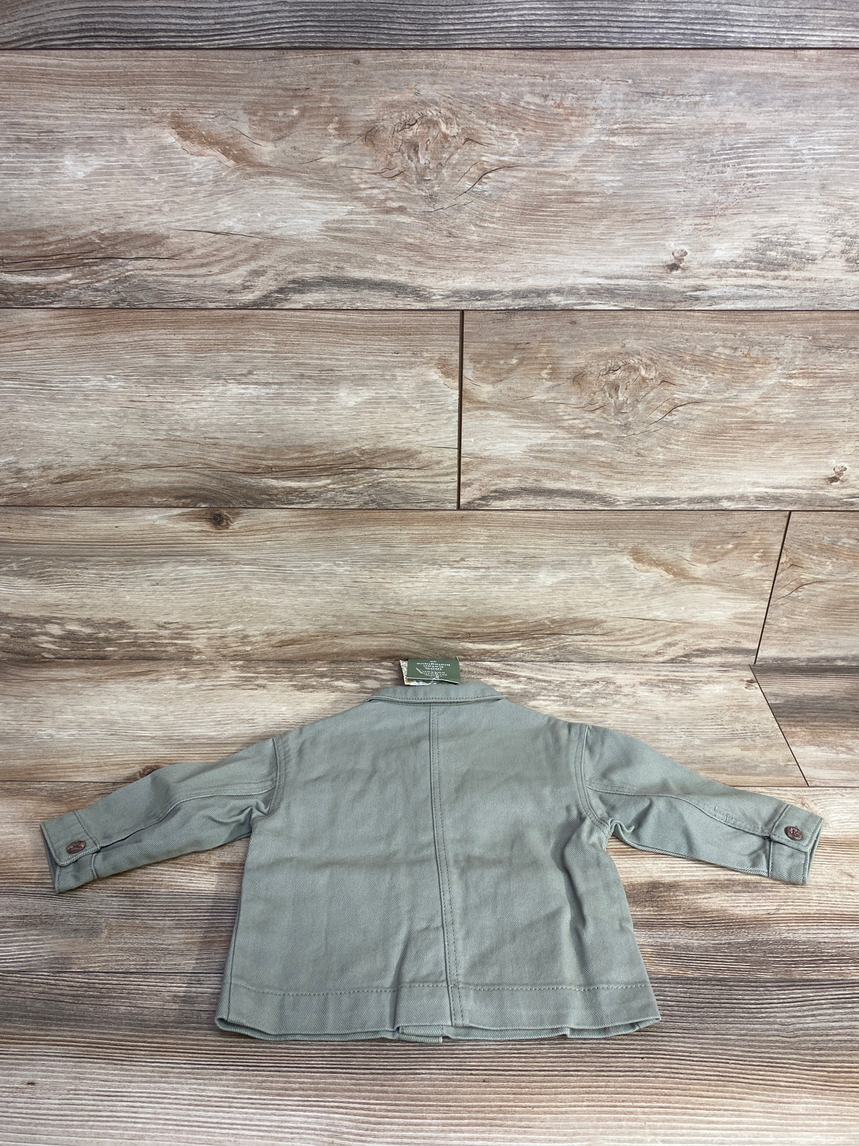 NEW H&M Organic Canvas Jacket Embroidered Pocket Green sz 9m