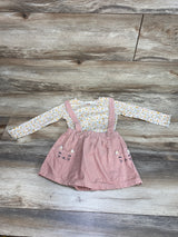 Carter's Floral Shirt & Pink Bunny Cord Jumper Set sz 24m