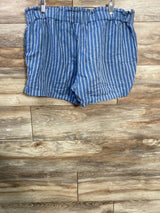 The Nines By Hatch Striped Linen Shorts Blue sz XL