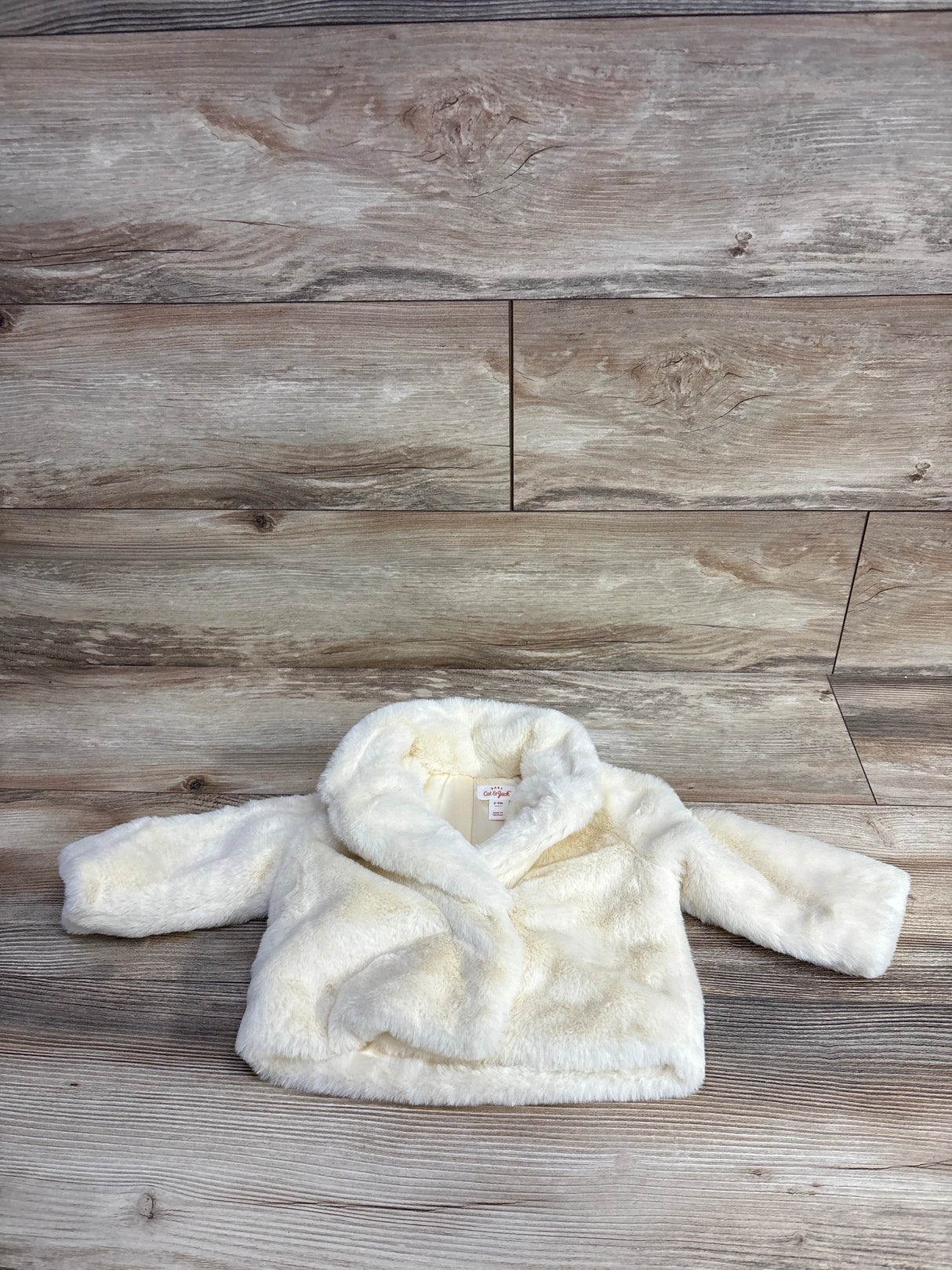 Cat & Jack Faux Fur Jacket Ivory sz 6-9m