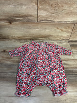Petite Plume Twill Floral Romper Red sz 0/3m