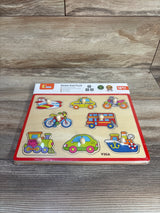 NEW Viga Wooden Knob Puzzle - Vehicles 8pc