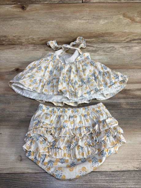 Rachel Zoe 2pc Floral Top & Ruffle Bloomers White sz 12m - Me n Mommy To Be