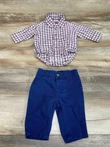 Just One You 2pc Plaid Button Up Bodysuit & Pants White sz Newborn