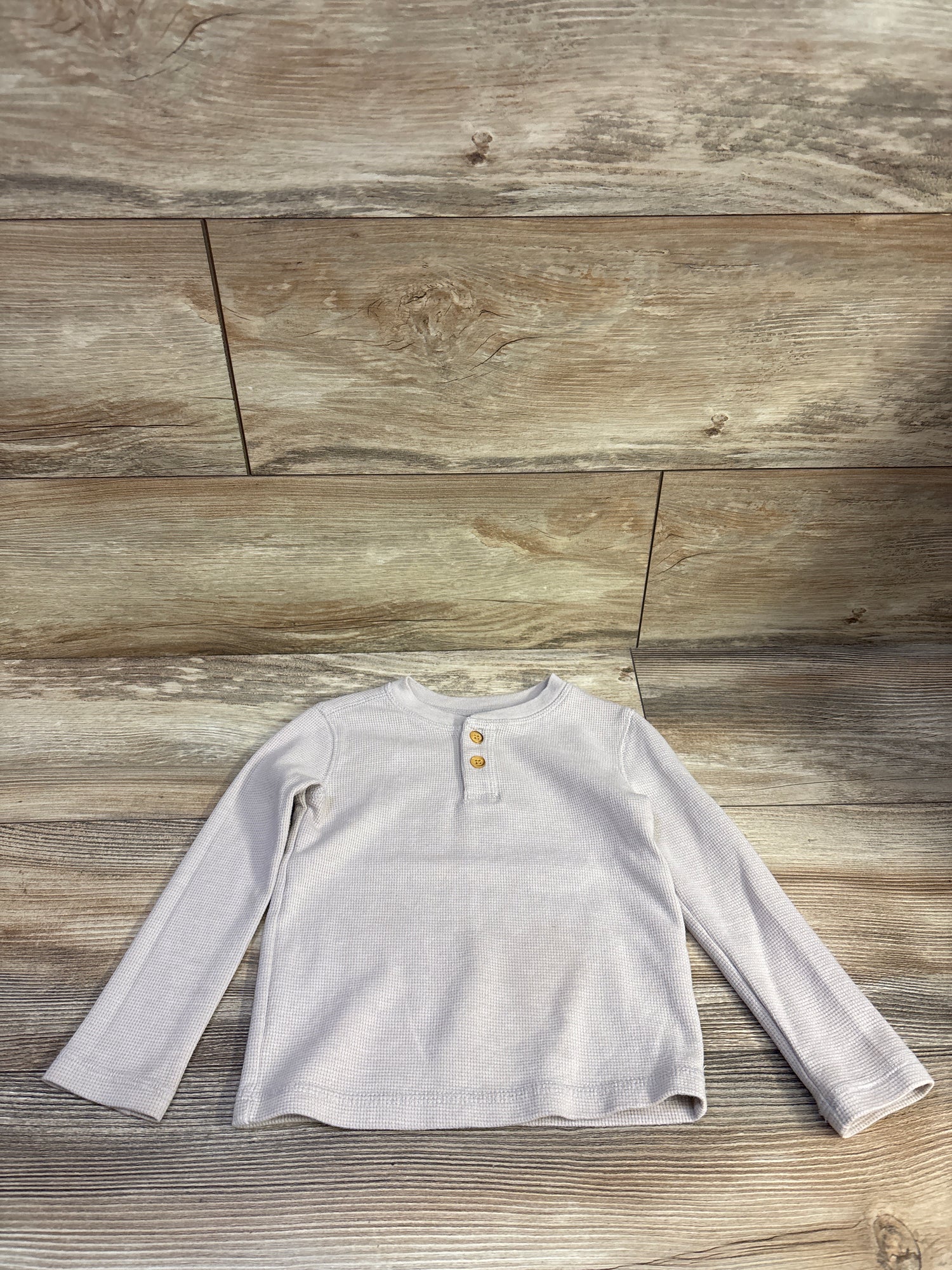 Jumping Beans Waffle Knit Henley Shirt Beige sz 2T