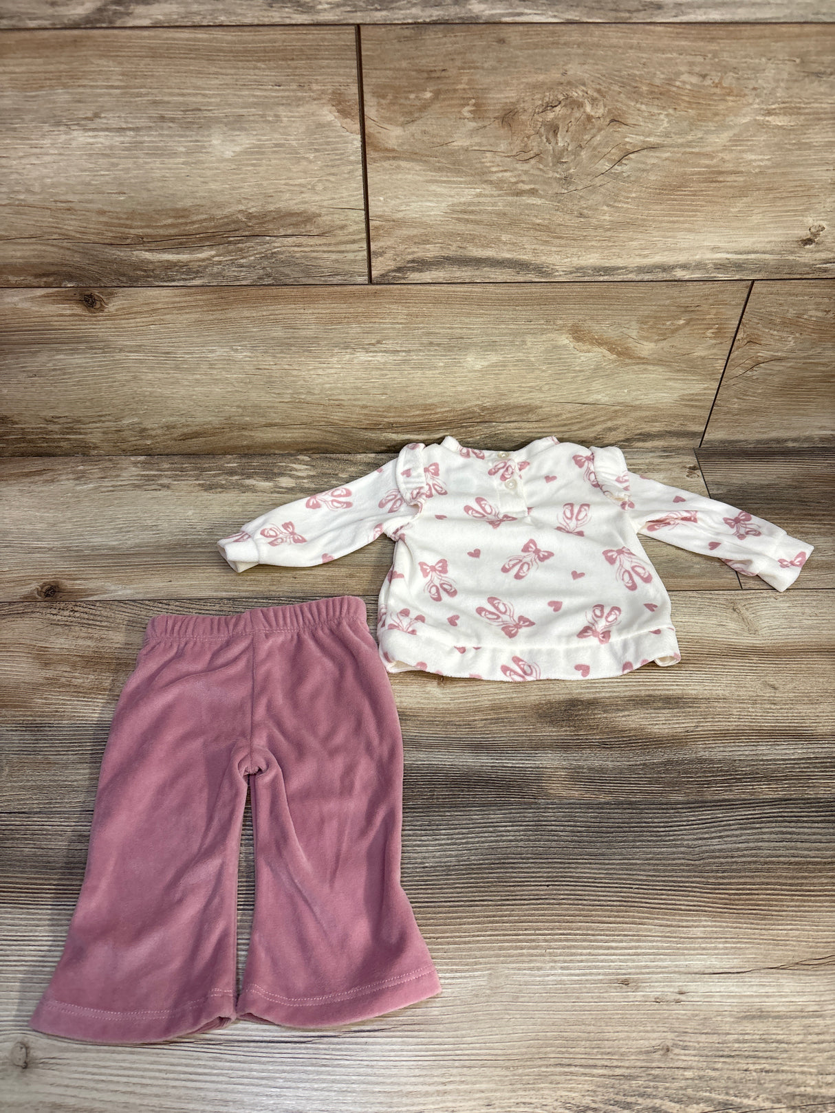 Little Lass 2pc Velour Shirt & Pants Set White sz 0/3m