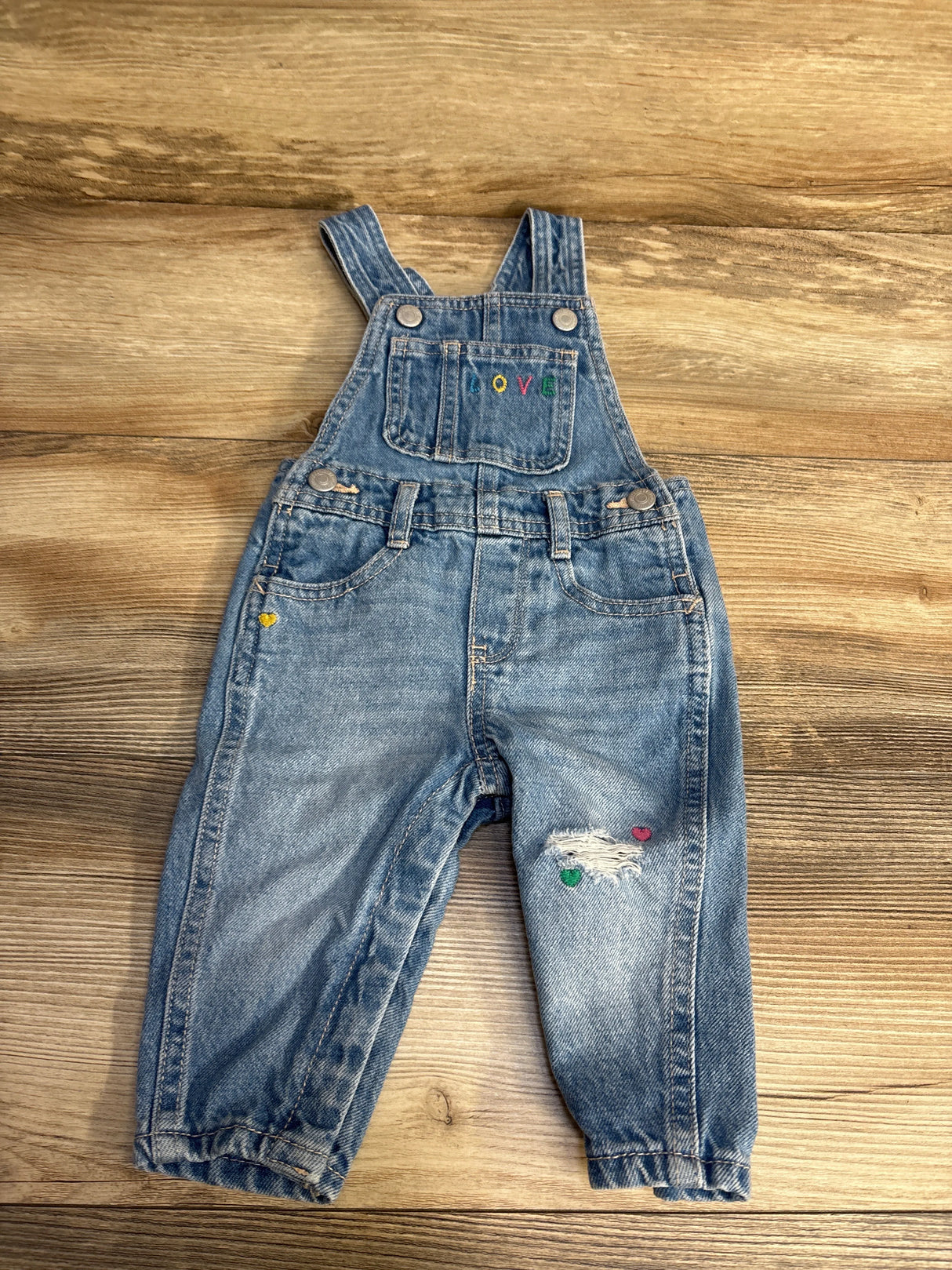 Old Navy Embroidered Denim Overalls Blue sz 6-12m - Me n Mommy To Be