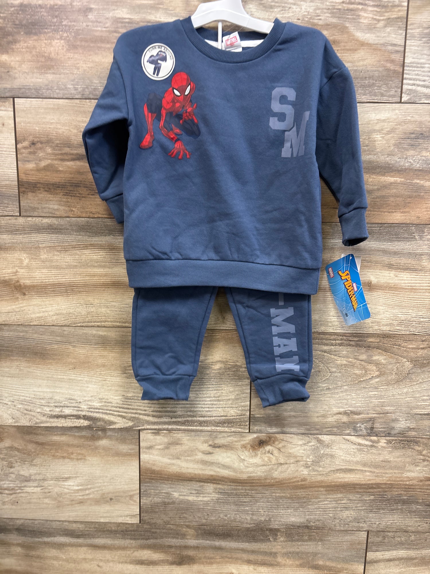 NEW Marvel Spider-Man Fleece Sweatshirt and Jogger Set Blue sz 2T