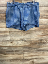 The Nines By Hatch Striped Linen Shorts Blue sz XL