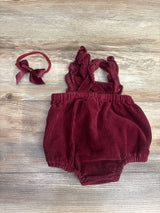 Old Navy 2pc Cord Bubble Romper Set Burgundy sz 6-12m