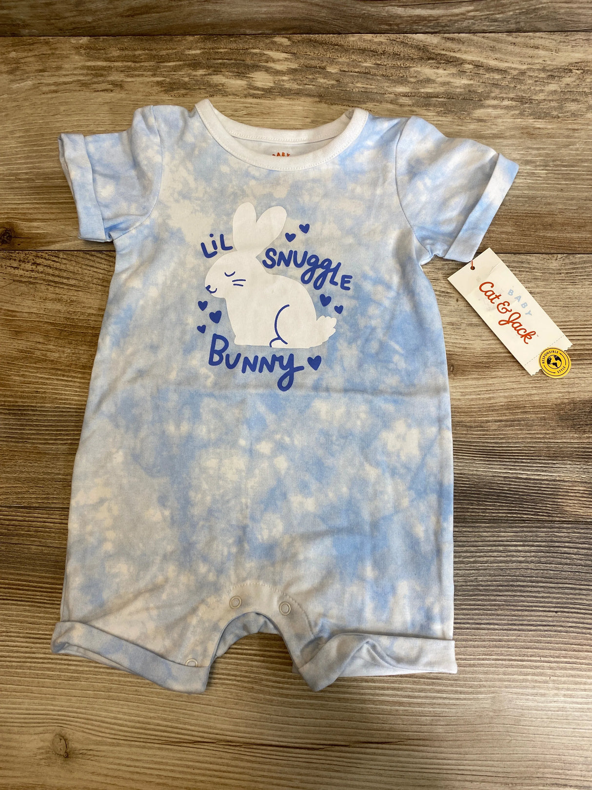 NEW Cat & Jack Lil Snuggle Bunny Romper Blue sz 6-9m