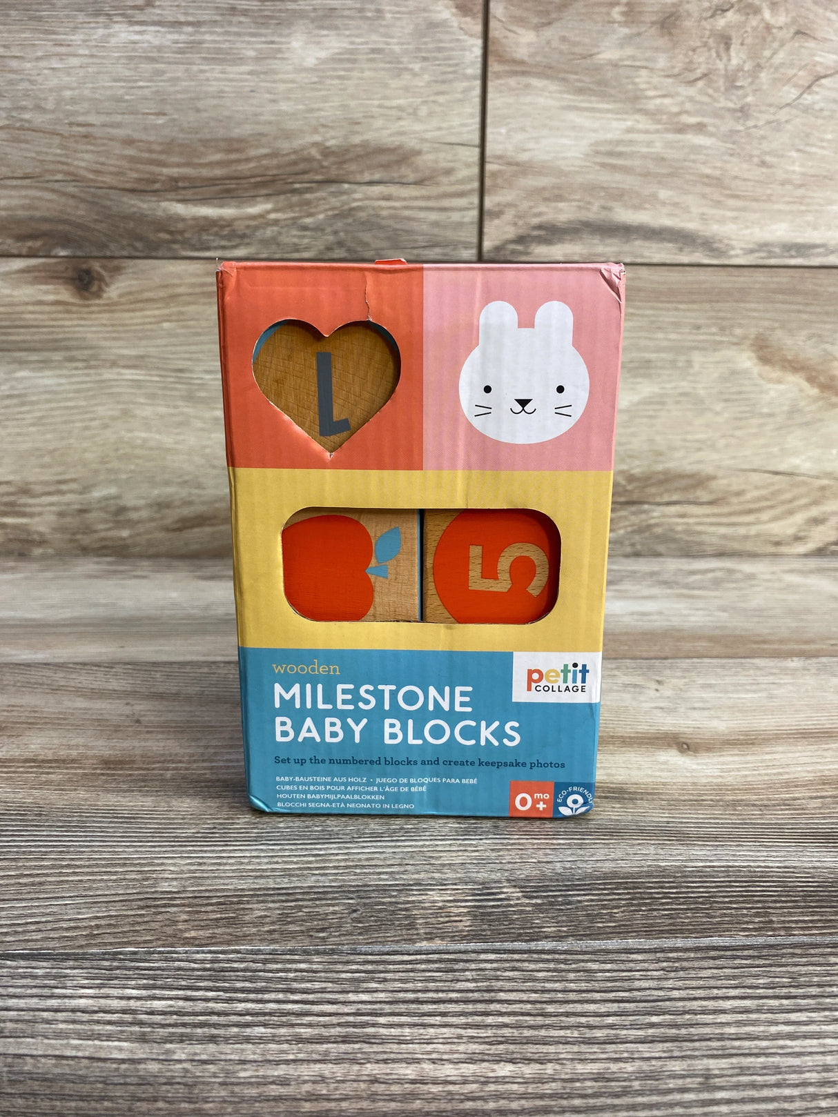 Petit Collage Wooden Baby Milestone Blocks