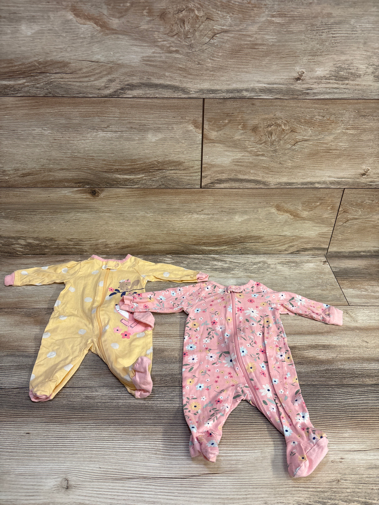 Gerber 2pk Sleepers Yellow/Pink sz Newborn