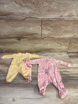 Gerber 2pk Sleepers Yellow/Pink sz Newborn