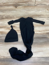 Copper Pearl 2pc Knotted Gown & Hat Black sz Newborn