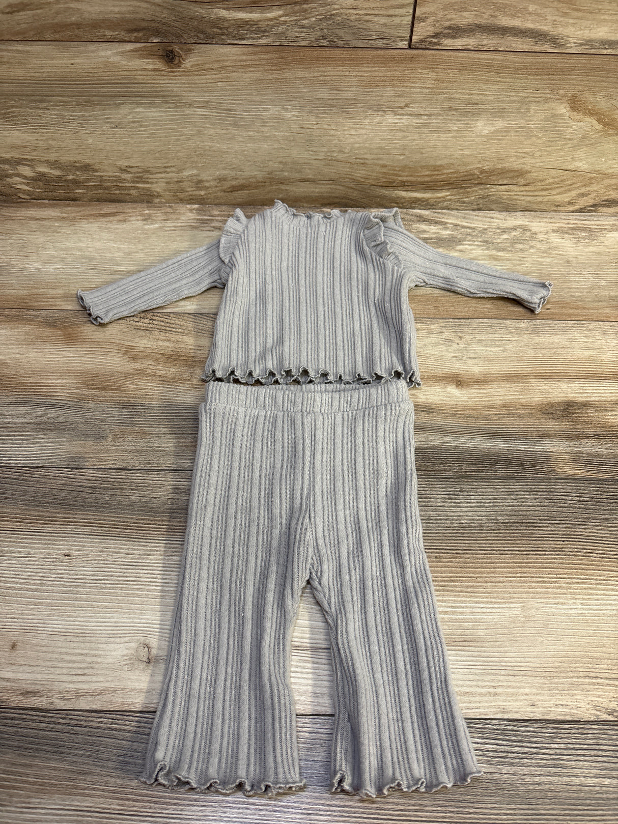 Old Navy 2pc Ribbed Long Sleeve Shirt & Pants Set Grey sz 0-3m