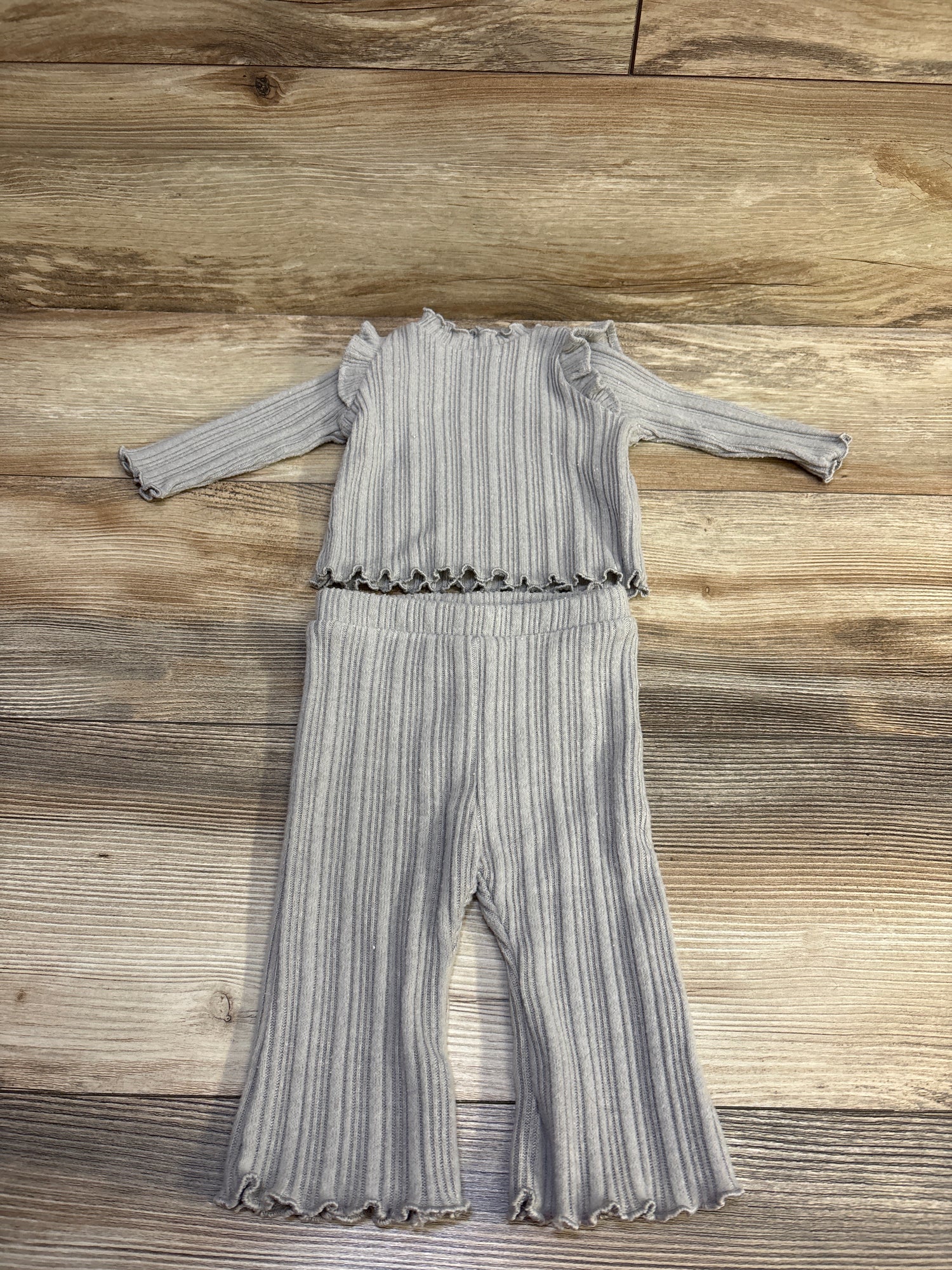 Old Navy 2pc Ribbed Long Sleeve Shirt & Pants Set Grey sz 0-3m