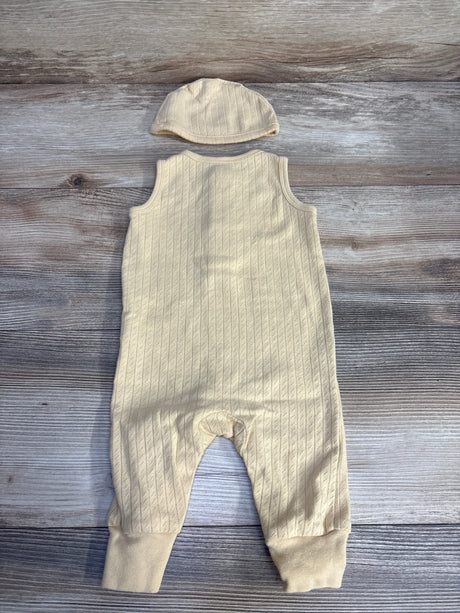 Cloud Island 2pc Pointelle Henley Romper & Hat Yellow sz 0-3m - Me n Mommy To Be