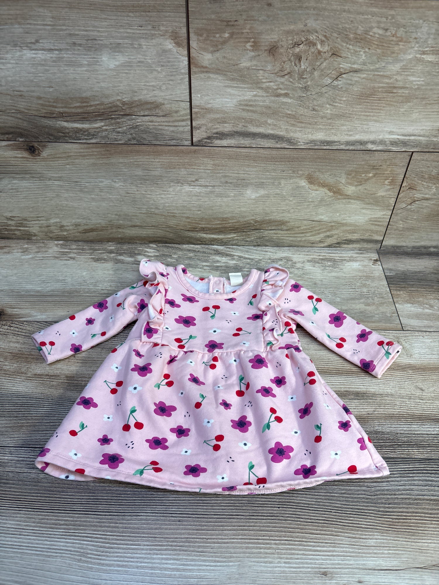 Tucket + Tate Cherry Print Sweatshirt Dress Pink sz 3m