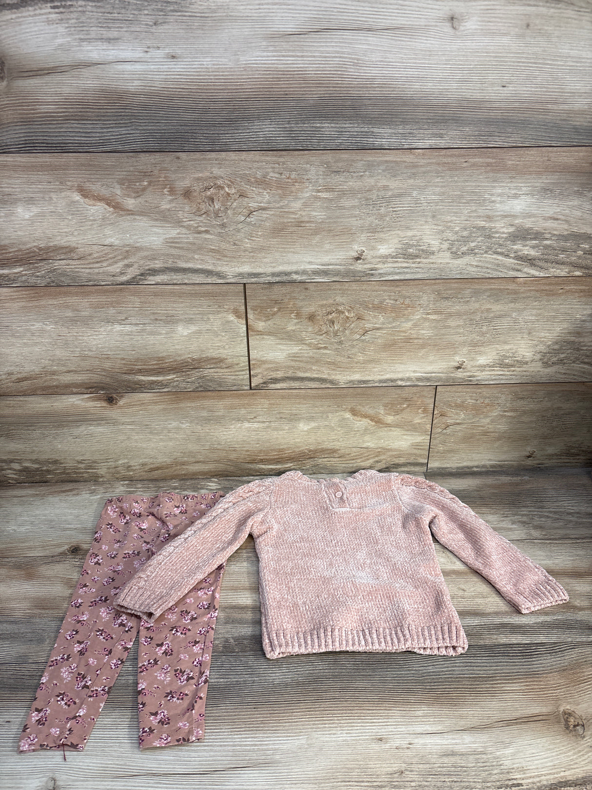 Little Lass 2pc Velour Knit Top & Leggings Set Tan sz 2T