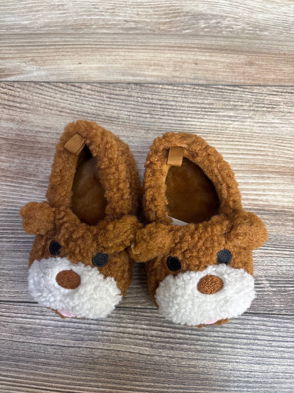 Wonder Nation Plush Bear Slippers, Brown sz 4c