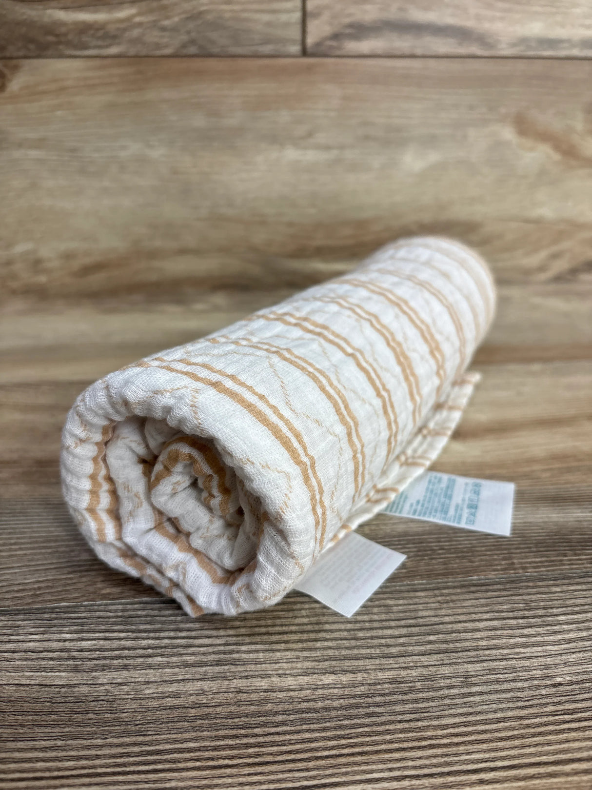 aden + anais Muslin Swaddle Blanket, Striped White/Tan