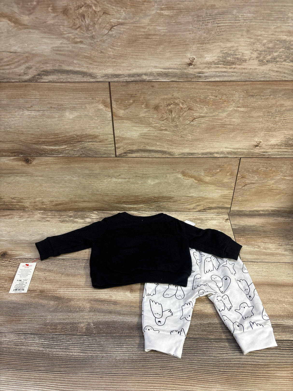 NEW Cat & Jack 2pc Ghost Sweatshirt & Jogger Set Black sz 0-3m