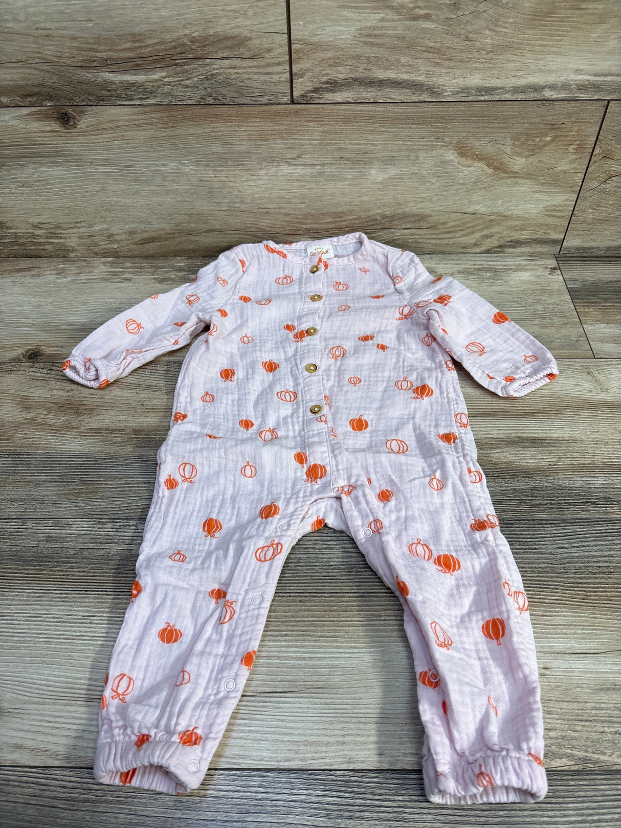 Cat & Jack Pumpkin Print Coverall Pink sz 12m - Me n Mommy To Be