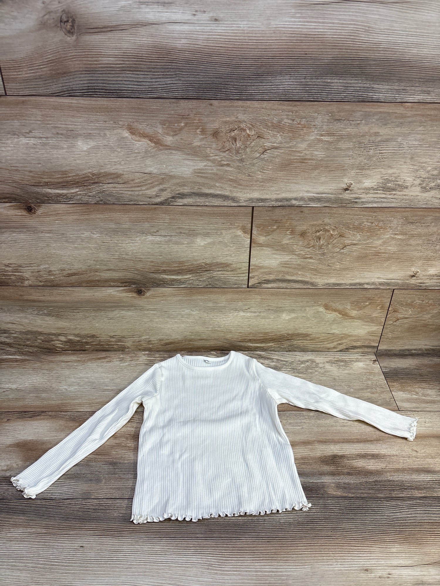Uniqlo Ribbed Long Sleeve Shirt Ivory sz 4/5T