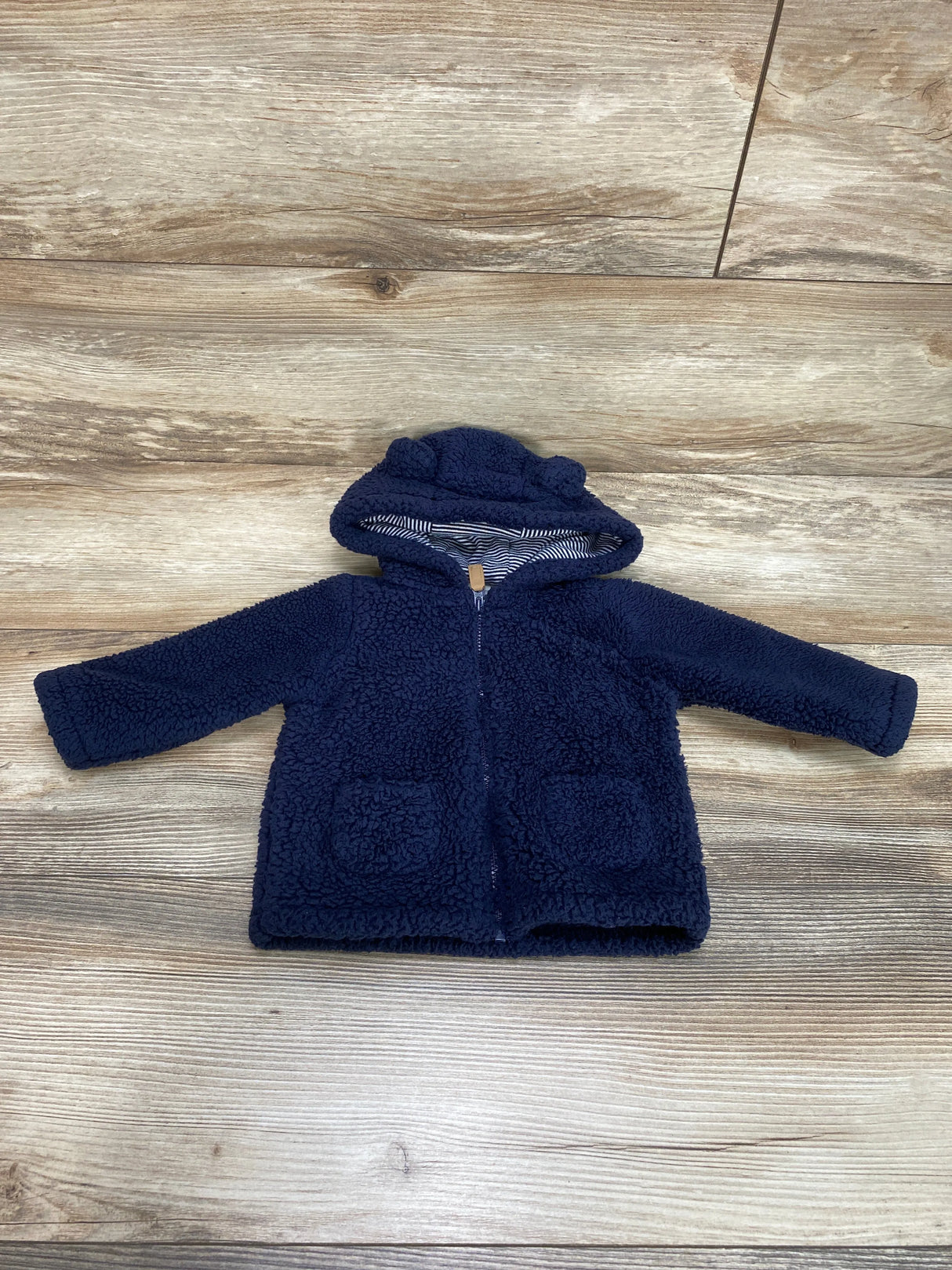 Carter's Full Zip Bear Fleece Hoodie Navy sz 6m