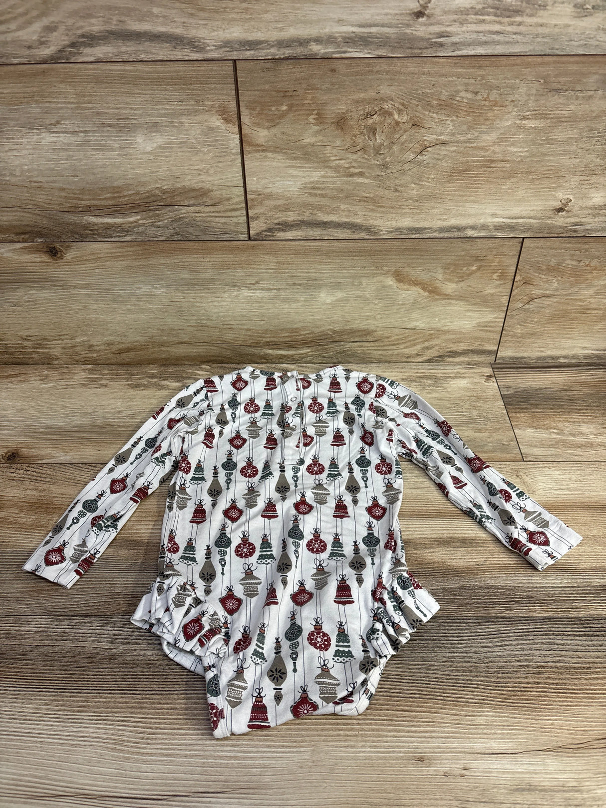 Kate Quinn Long Sleeve Ruffle Leg Christmas Ornament Bodysuit sz 2T