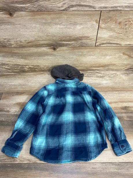 Children's Place Hooded Plaid Flannel Blue sz 5/6 - Me n Mommy To Be