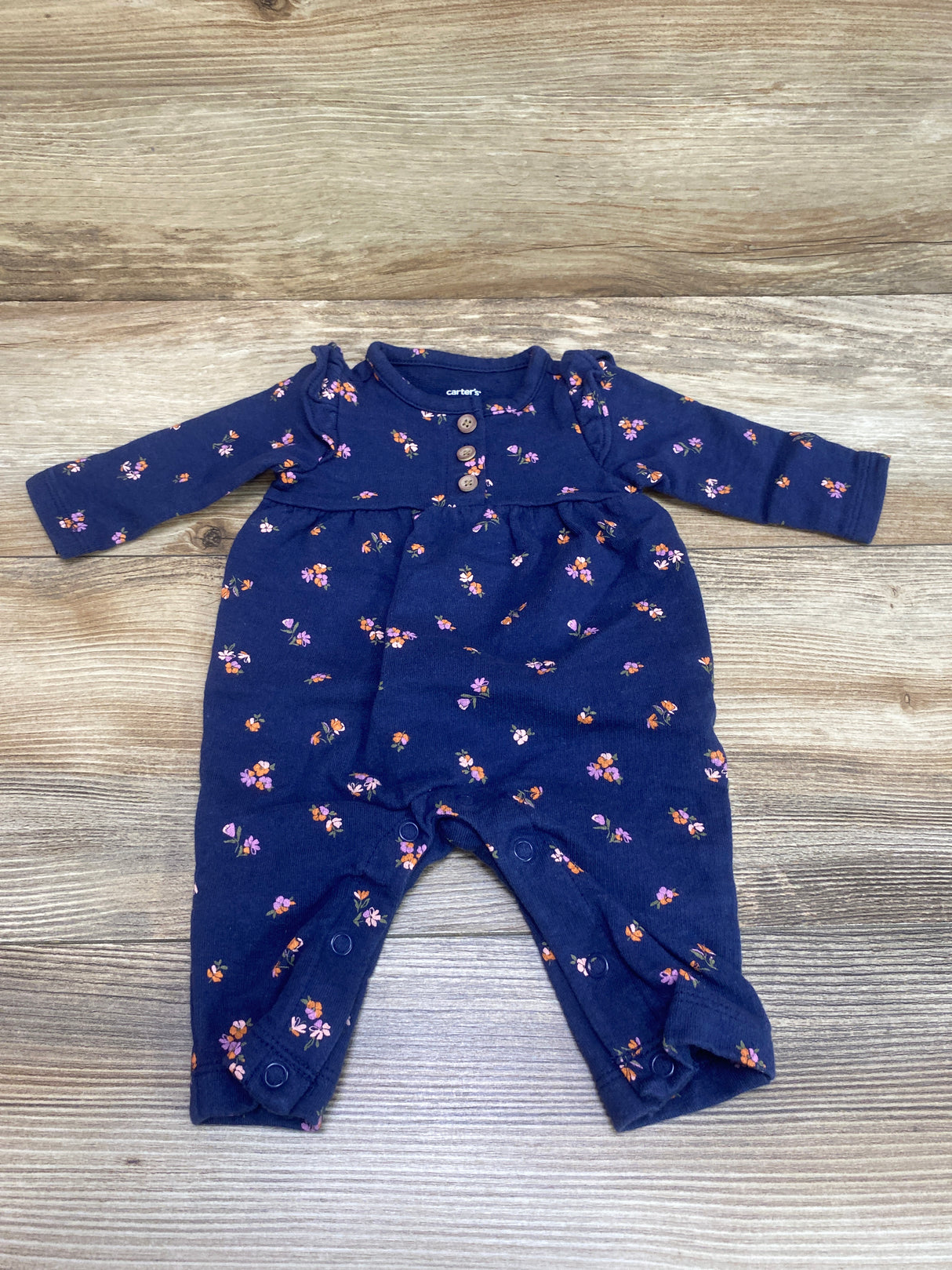 Carter's Henley Floral Coverall Blue sz Newborn