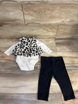Little Me Polka Dot Bodysuit & Faux Fur Vest Set White sz 12m