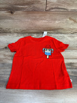 Flat lay of red Baby Gap toddler T-shirt 3T showing a popsicle graphic with sunglasses on a wood background