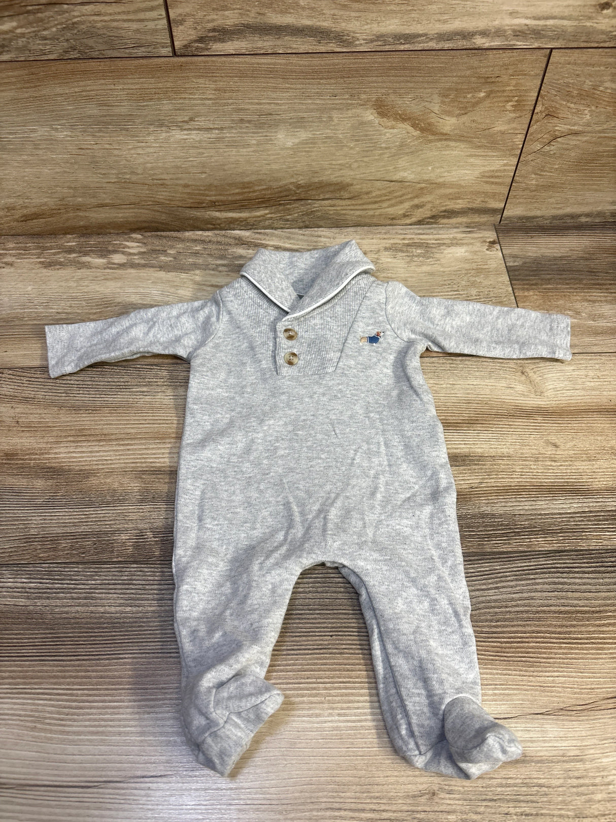 Edgehill Collection Polo Footed Coverall Grey sz Newborn