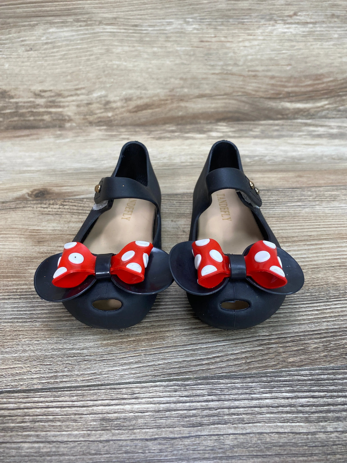 Tandefly Mary Jane Jelly Shoes With Dot Bows Black Sz 8c