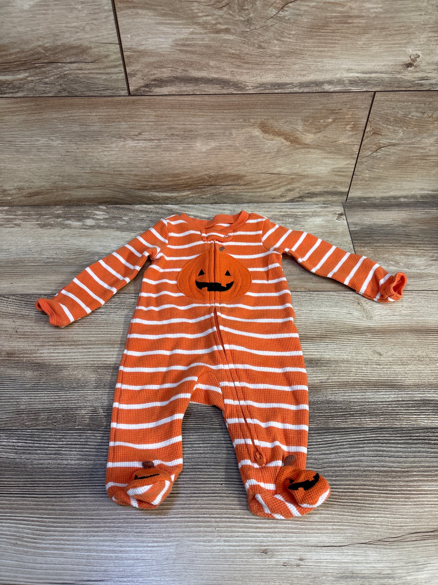 Just One You Pumpkin Waffle Knit Sleeper Orange sz Newborn