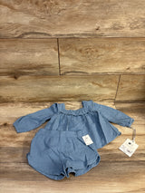NEW Cloud Island 2pc Gauze Long Sleeve Top & Shorts Set Blue sz 12m