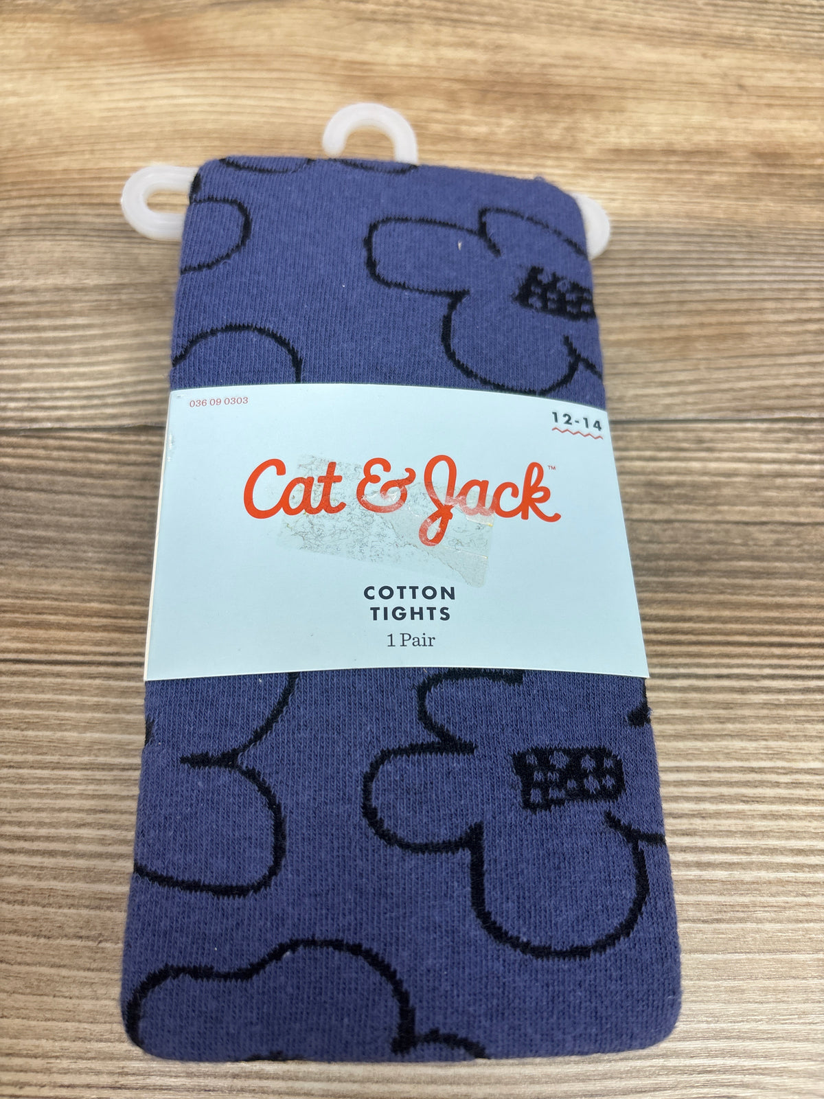 NEW Cat & Jack 1pr. Floral Cotton Tights Blue sz 12-14
