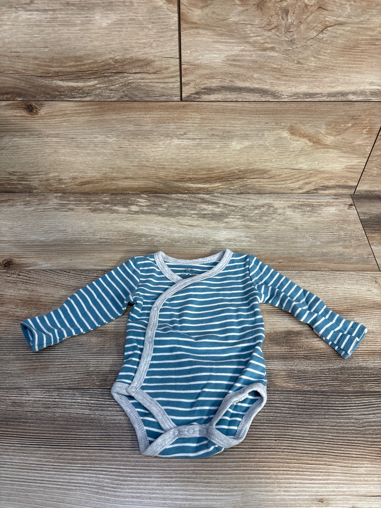 Asher & Oliva Striped Kimono Bodysuit Blue sz Preemie