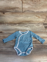 Asher & Oliva Striped Kimono Bodysuit Blue sz Preemie