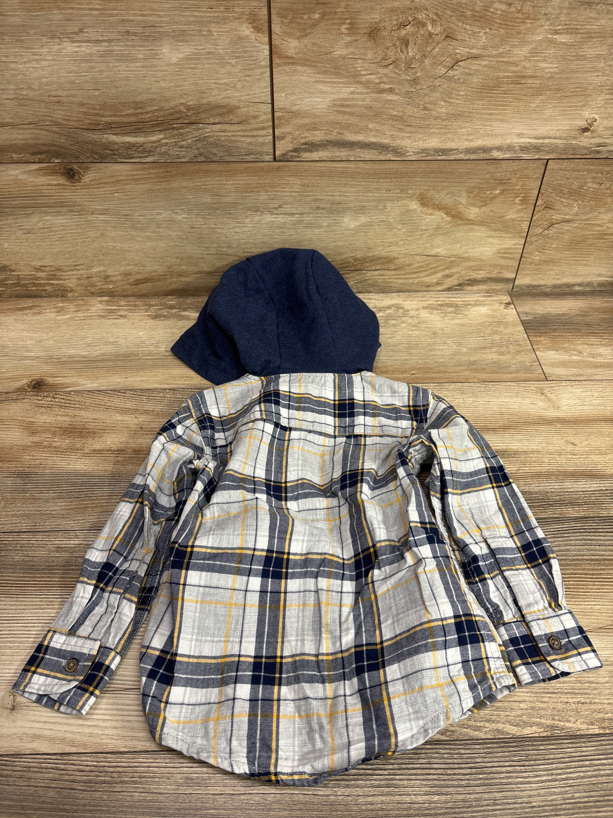 Carter's Hooded Button-Up Flannel Shirt Blue sz 3T