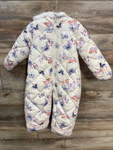 OshKosh Butterfly Print Sherpa-Lined Snowsuit Ivory sz 12m
